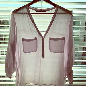 Sheer quarter sleeve tunic shirt